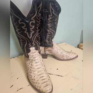 Vintage Justin Python Snakeskin Cowboy Boots